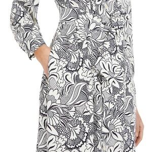 MaxMara Weekend Black White Floral Pocket Maxi Dress Tie Waist